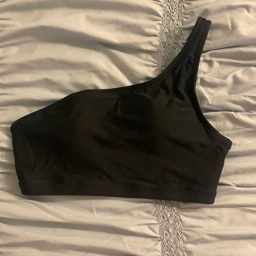 Black one shoulder swimsuit top